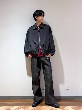 「RAGEBLUE（レイジブルー）の【LUXURY＋EASY】＜イージーケア＞WESTERN HALF ZIP SHIRTS/ラグイージーウエスタンハーフジップシャツLS（シャツ/ブラウス、レッド系）」を使った、りょーやさん（メンズ・180cm）の秋コーディネート
