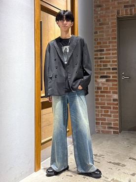 「アイテム（テーラードジャケット）」を使った、りょーやさん（メンズ・180cm）の秋コーディネート