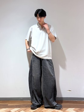 「RAGEBLUE（レイジブルー）のBelted Light Sneakers/ベルテッドライトスニーカー（サンダル、ブラック系）」を使った、りょーやさん（メンズ・180cm）の春コーディネート