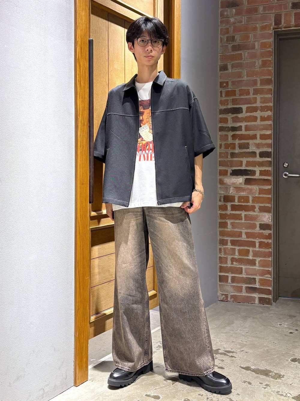「高身長、高見え、女子ウケ、デニムパンツ、フレアパンツ」｜「RAGEBLUEのステンレスアソートチェーンネックレス（ネックレス、その他）」を使った、りょーやさん（メンズ・180cm）の夏コーディネートの1枚目の写真