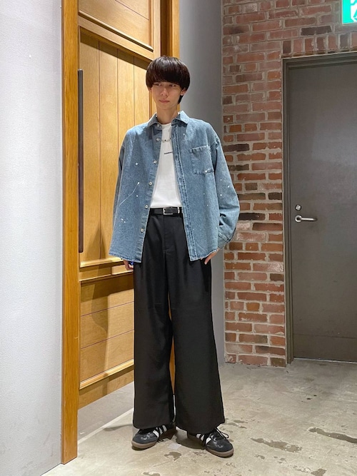 セール】Denim paint big shirt/デニムペイントオーバーサイズシャツ