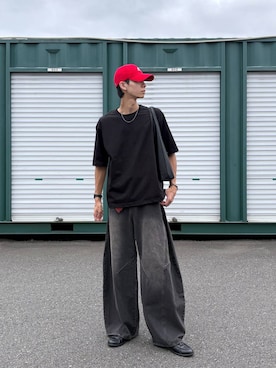 「RAGEBLUE（レイジブルー）のアイテム（デニムパンツ）」を使った、りょーやさん（メンズ・180cm）の夏コーディネート