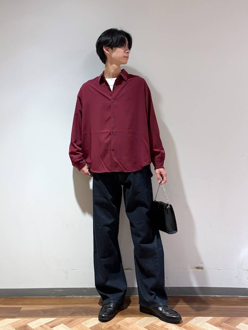 「RAGEBLUE(レイジブルー)の【LUXURY+EASY】<イージーケア>TIED UP OVERSIZED DRAPE SHIRTS/ラグイージータイ付きオーバーサイズシャツ(シャツ/ブラウス)」を使った、りょーやさん(メンズ・180cm)の秋コーディネート