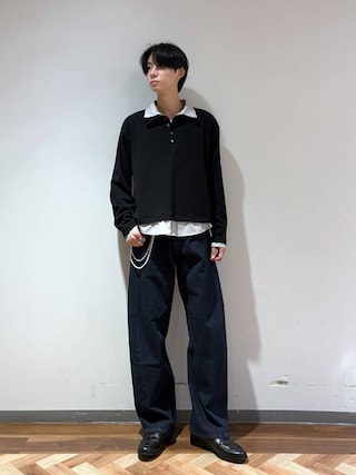 「RAGEBLUE（レイジブルー）のFAKE LAYERED KNIT POLO SHIRTS / フェイク襟レイヤードニットポロ（ポロシャツ）」を使った、りょーやさん（メンズ・180cm）の秋コーディネート