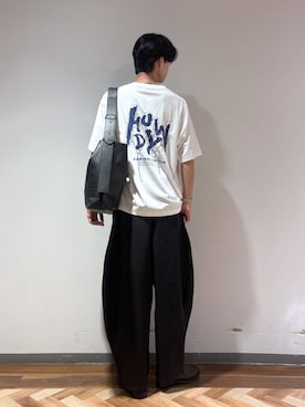 「RAGEBLUE（レイジブルー）の【接触冷感/吸水速乾】3D CORD EMBROIDERY T-SHIRT/コード刺繍Tシャツ（Tシャツ/カットソー、ホワイト系）」を使った、りょーやさん（メンズ・180cm）の夏コーディネート