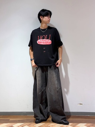 「RAGEBLUE(レイジブルー)の<接触冷感/吸水速乾>PHOTOGRAPHIC PRINT T-SHIRT/フォトグラフィックプリントTシャツ(Tシャツ/カットソー)」を使った、りょーやさん(メンズ・180cm)の夏コーディネート