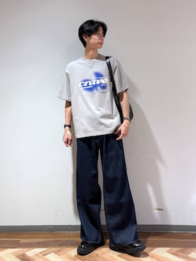 「RAGEBLUE（レイジブルー）のラバーソール/シンセティックレザーシューズ（ドレスシューズ、ブラック系）」を使った、りょーやさん（メンズ・180cm）の夏コーディネート