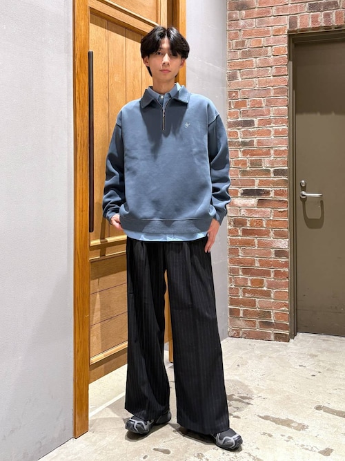 Pigment Half Zip Polo Sweat /ピグメント加工ダンボールハーフジップ