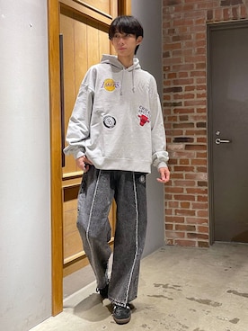 「NBA（エヌビーエー）のアイテム（パンツ）」を使った、りょーやさん（メンズ・180cm）の冬コーディネート
