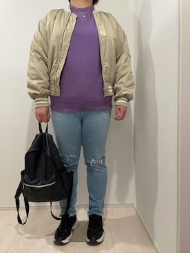 「大きいサイズ」｜「アイテム（ブルゾン）」を使った、あんちゃんさん（レディース・170cm）の冬コーディネート