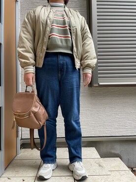「大きいサイズ」｜「アイテム（ブルゾン）」を使った、あんちゃんさん（レディース・170cm）の冬コーディネート