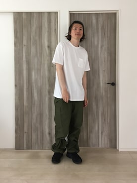 「PR01.（ピーアールワン）のアイテム」を使った、甲斐マイクさん（メンズ・183cm）の夏コーディネート