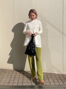 「ピスタチオ」｜「アイテム（スラックス）」を使った、kuriさん（レディース・162cm）の冬コーディネート