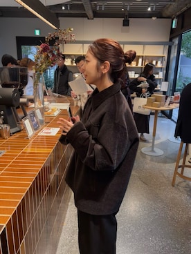 「アイテム（その他アウター、ブラウン系）」を使った、kuriさん（レディース・162cm）の冬コーディネート