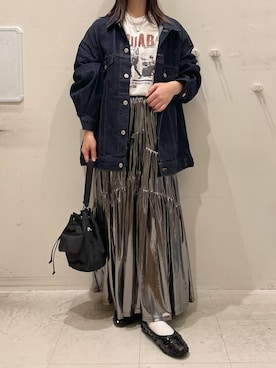 「LOWRYS FARM（ローリーズファーム）のアイテム（デニムジャケット）」を使った、ゆゆはさん（レディース・153cm）の秋コーディネート