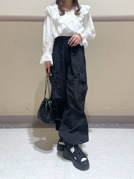 「アイテム（カーゴパンツ）」を使った、ゆゆはさん（レディース・153cm・10代）の春コーディネート