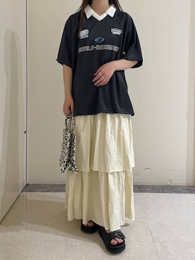 「アイテム（トートバッグ）」を使った、ゆゆはさん（レディース・153cm・10代）の夏コーディネート