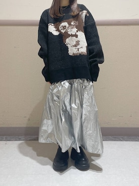 「アイテム（スカート、シルバー系）」を使った、ゆゆはさん（レディース・155cm）の冬コーディネート