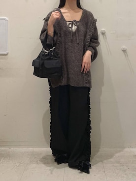 サイドフリルワイドパンツ 152669を使った人気ファッション