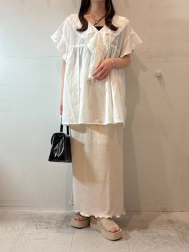 「アイテム（ボストンバッグ）」を使った、ゆゆはさん（レディース・153cm・20代）の夏コーディネート