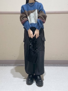 「アイテム（カーゴパンツ）」を使った、ゆゆはさん（レディース・153cm・10代）の冬コーディネート