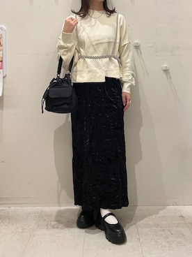 「アイテム（サスペンダー）」を使った、ゆゆはさん（レディース・153cm）の秋コーディネート