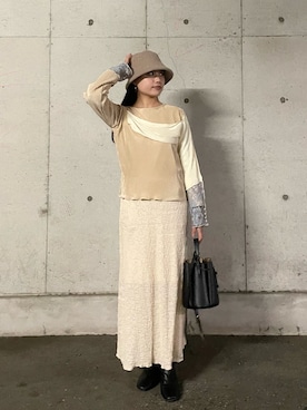 「L.H.P（エルエイチピー）のアイテム（Tシャツ/カットソー）」を使った、yuukaさん（レディース・155cm）の春コーディネート