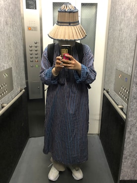 「ノーカラー」｜「アイテム（帽子）」を使った、たんこさん（レディース・153cm）の夏コーディネート