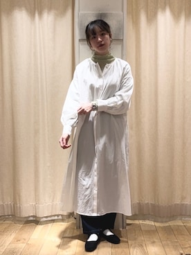 「ehka sopo（エヘカソポ）のアイテム（シャツワンピース）」を使った、ayuさん（レディース・158cm）の冬コーディネート