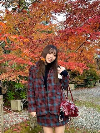 レジーナロマンティコ38 チェック柄テーラードジャケットとスカートセット紺と赤 レジーナロマンティコ38 チェック柄テーラードジャケットとスカート