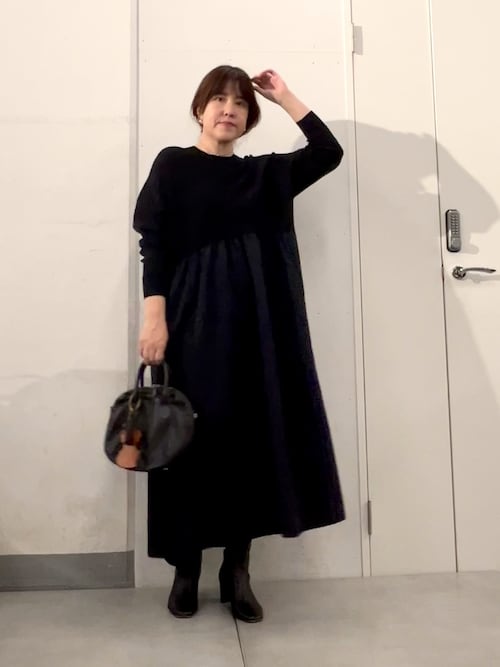 BEARDSLEY　ペプラムニットコンビワンピース　ブラック　ビアズリー　ロング BEARDSLEY ペプラムニットコンビワンピース ブラック ビアズリー ロング