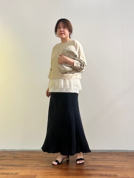 「BEARDSLEY（ビアズリー）のバックテールスカート（スカート、ブラック系）」を使った、sudohさん（レディース・160cm）の夏コーディネート