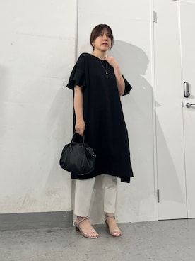 「LIVETART（リヴェタート）のリネンワンピース（ワンピース、ブラック系）」を使った、sudohさん（レディース・160cm）の春コーディネート