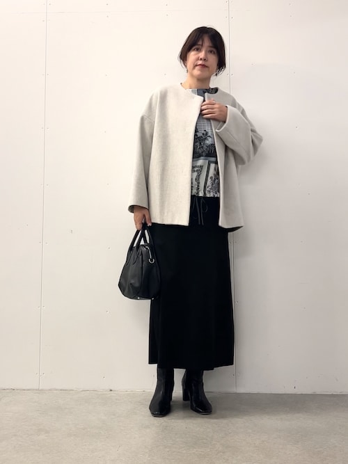 BEARDSLEY ノーカラーコート コート 後ろぷっくりウールショート