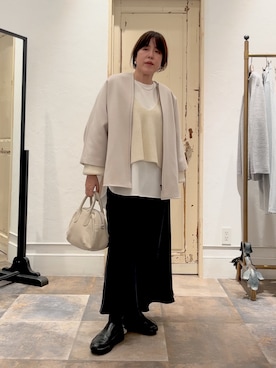 「アイテム（ボストンバッグ、グレー系）」を使った、sudohさん（レディース・160cm）の秋コーディネート