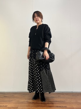 「LIVETART（リヴェタート）の《6/20(土)12：00予約開始》スクエアミニボストンバッグ《本革》（ボストンバッグ、ブラック系）」を使った、sudohさん（レディース・160cm）の夏コーディネート