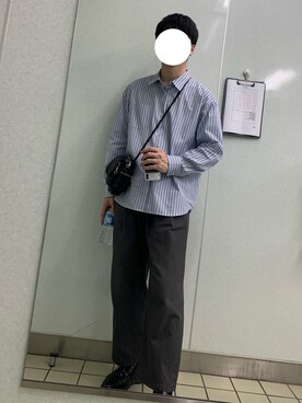 「stein（シュタイン）のアイテム（スラックス）」を使った、甘党さん（メンズ・177cm）の秋コーディネート
