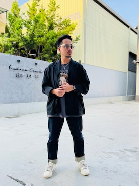 「アイテム（デニムパンツ）」を使った、Ú-Sêng Tânさん（メンズ・167cm・30代）の秋コーディネート