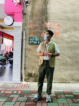 「COP（シーオーピー）のアイテム」を使った、Ú-Sêng Tânさん（メンズ・167cm）の夏コーディネート