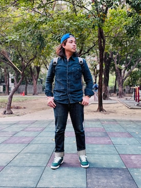 「Wrangler」｜「アイテム（帽子）」を使った、Ú-Sêng Tânさん（メンズ・167cm）の冬コーディネート