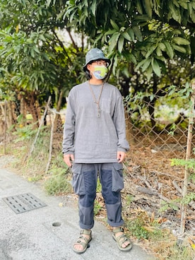 「GOOPiMADE」｜「アイテム（スウェット）」を使った、Ú-Sêng Tânさん（メンズ・167cm）の冬コーディネート