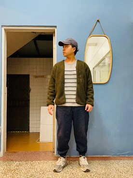 「GU（ジーユー）のアイテム（ミリタリージャケット）」を使った、Ú-Sêng Tânさん（メンズ・167cm）の冬コーディネート