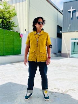 「SYNDRO（シンドロ）のアイテム」を使った、Ú-Sêng Tânさん（メンズ・167cm）の夏コーディネート