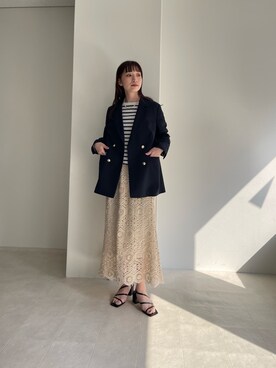 「fredy emue（フレディエミュ）のダブルブレストジャケット（テーラードジャケット）」を使った、MIURAさん（レディース・158cm）の冬コーディネート