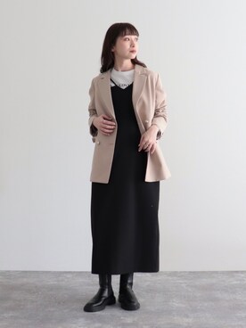 「fredy emue（フレディエミュ）のダブルブレストジャケット（テーラードジャケット）」を使った、MIURAさん（レディース・158cm）の冬コーディネート