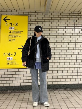 「ファーコート」｜「アイテム（スウェット）」を使った、MIURAさん（レディース・158cm）の冬コーディネート