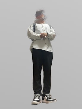 「NIKE（ナイキ）のNIKE AIR FORCE 1 LV8 EMB "KINGS"（スニーカー、ブラック系）」を使った、メガネさん（メンズ・171cm）の春コーディネート