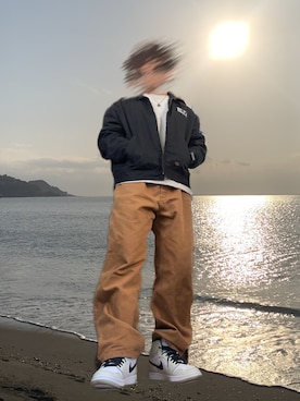 「Dickies（ディッキーズ）のアイテム（ブルゾン）」を使った、メガネさん（メンズ・171cm）の春コーディネート