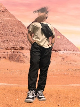 「NIKE（ナイキ）のNIKE AIR FORCE 1 LV8 EMB "KINGS"（スニーカー、ブラック系）」を使った、メガネさん（メンズ・171cm）の夏コーディネート