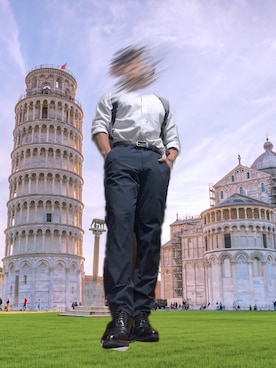 「BEAMS HEART（ビームスハート）のBEAMS HEART / スクエア コンビ バックパック（バックパック/リュック、グレー系）」を使った、メガネさん（メンズ・171cm）の夏コーディネート